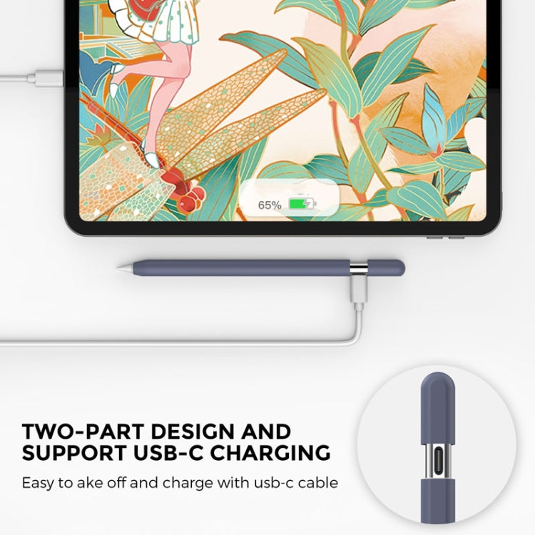 For Apple Pencil (USB-C) AhaStyle PT65-3 Silicone Same Color Protective Case(Midnight Blue)