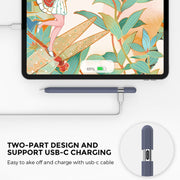 For Apple Pencil (USB-C) AhaStyle PT65-3 Silicone Same Color Protective Case(Midnight Blue)