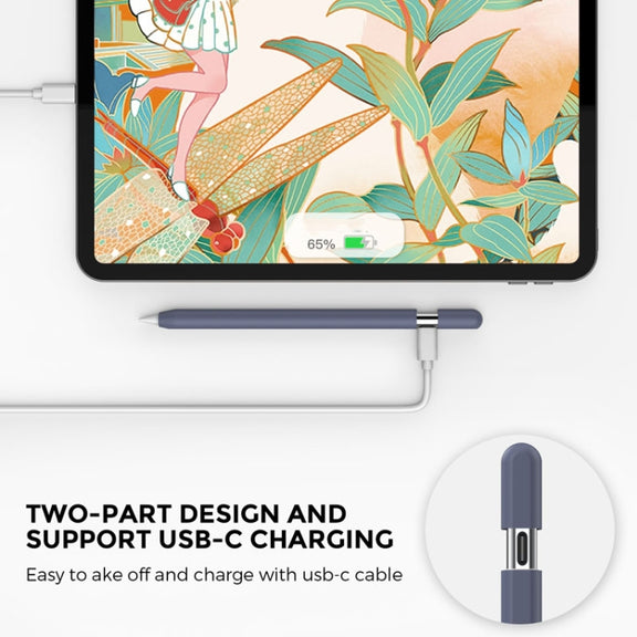 For Apple Pencil (USB-C) AhaStyle PT65-3 Silicone Same Color Protective Case(Midnight Blue)