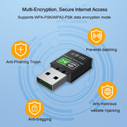 JINGHUA 600M Dual-Band Wireless Network Card Computer External 2.4G/5G USB WiFi Receiver Transmitter