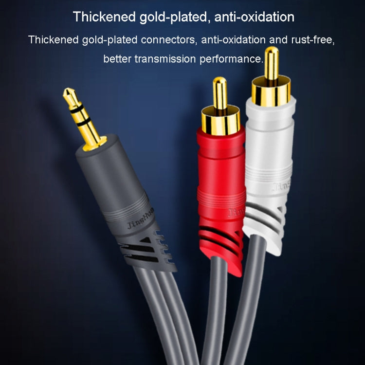 JINGHUA 3.5mm To 2RCA Audio Cable Game Console Outdoor Audio Connection Cable, Size: 30m(Grey)