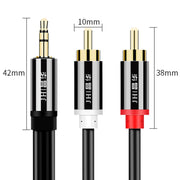 JINGHUA 1 In 2 3.5mm Audio Cable  3.5mm To 2RCA Double Lotus Computer Speaker Cell Phone Plug Cable, Length: 10m