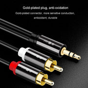 JINGHUA 1 In 2 3.5mm Audio Cable  3.5mm To 2RCA Double Lotus Computer Speaker Cell Phone Plug Cable, Length: 10m
