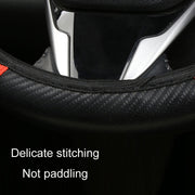 39cm Carbon Fiber Elastic Leather Without Inner Ring Car Steering Wheel Cover, Color: Claret