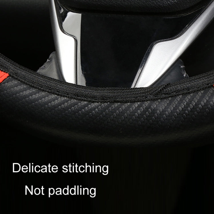 39cm Carbon Fiber Elastic Leather Without Inner Ring Car Steering Wheel Cover, Color: Black