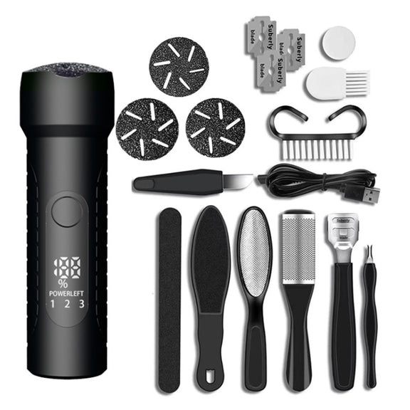 Electric Foot File Pedicure Kit Water-resistant Feet Callus Remover, Spec: Kit 1 Black