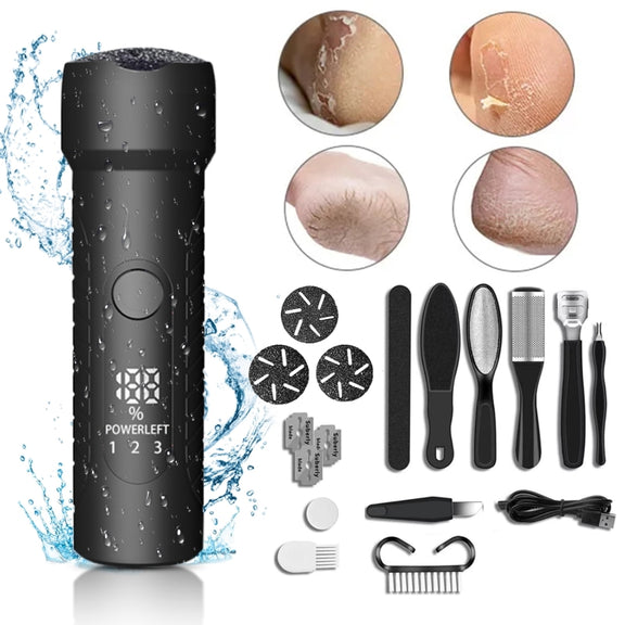 Electric Foot File Pedicure Kit Water-resistant Feet Callus Remover, Spec: Kit 1 White