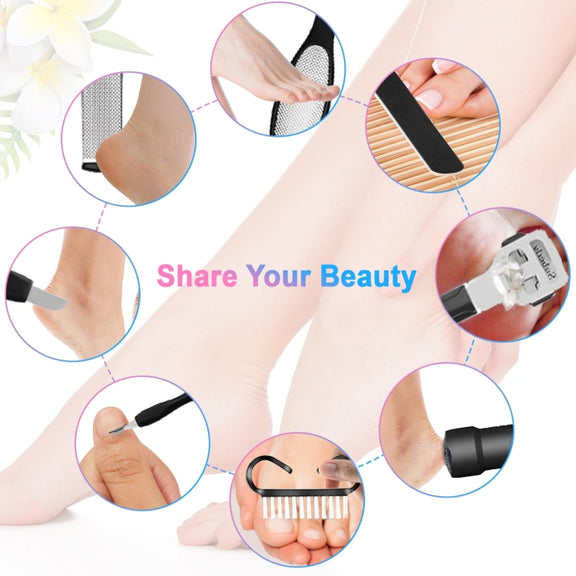 Electric Foot File Pedicure Kit Water-resistant Feet Callus Remover, Spec: Kit 1 White