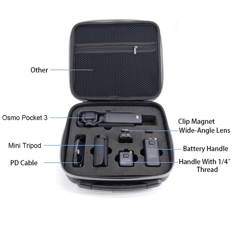 For DJI Osmo Pocket 3 Action Camera All-in-One Storage Bag Hand Cluth(Grey)
