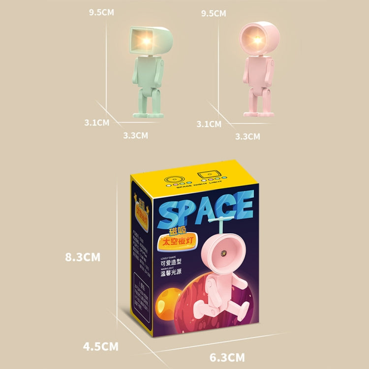 Mini Astronaut Magnetic LED Night Light Desktop Building Block Ornaments Desk Lamp, Color: Square Pink