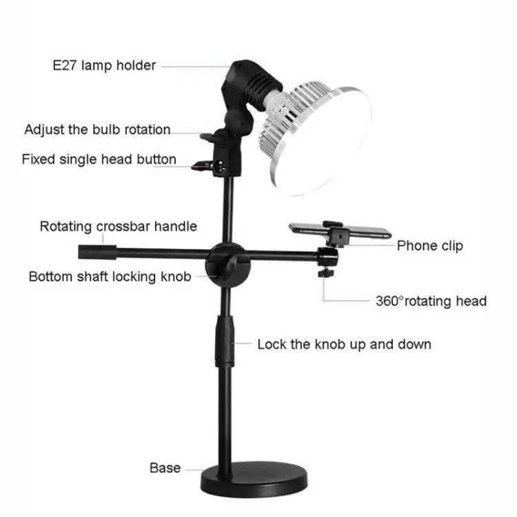 90W 155mm  Mushroom Fill Light + Desktop Overhead Photography Stand Kit for Photo/Video