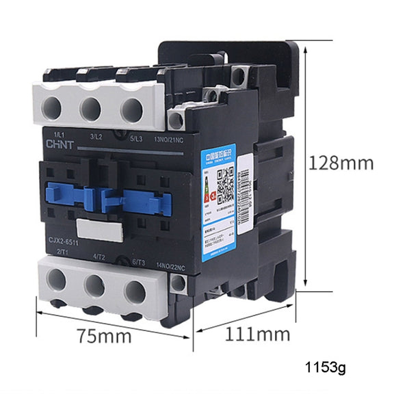 CHNT CJX2-6511 65A 220V Silver Alloy Contacts Multi-Purpose Single-Phase AC Contactor