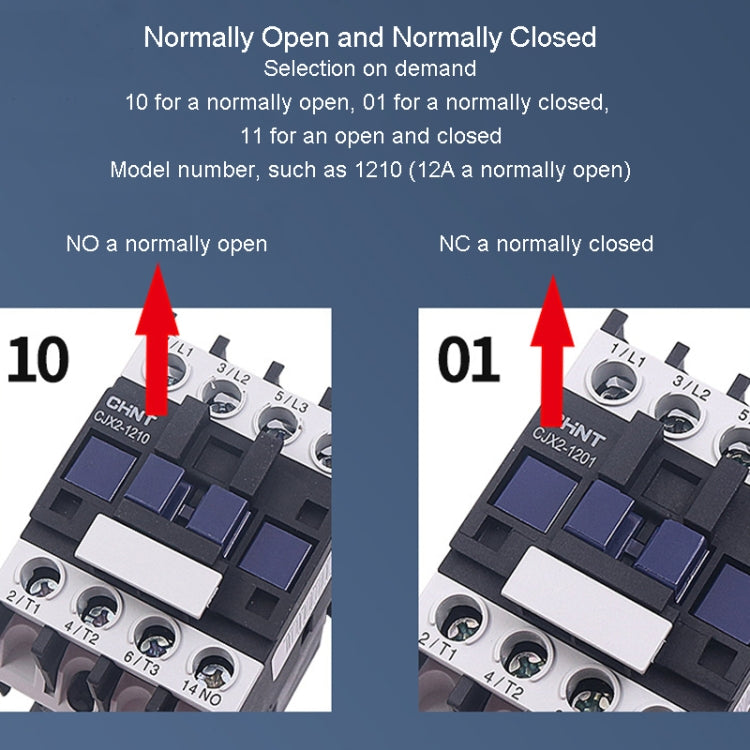 CHNT CJX2-1210 12A 220V Silver Alloy Contacts Multi-Purpose Single-Phase AC Contactor