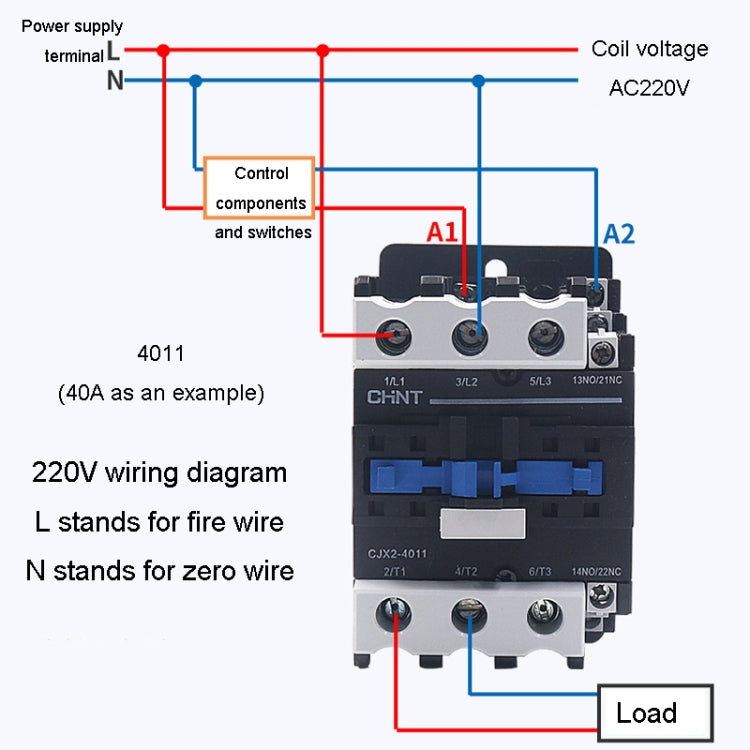 CHNT CJX2-1810 18A 220V Silver Alloy Contacts Multi-Purpose Single-Phase AC Contactor