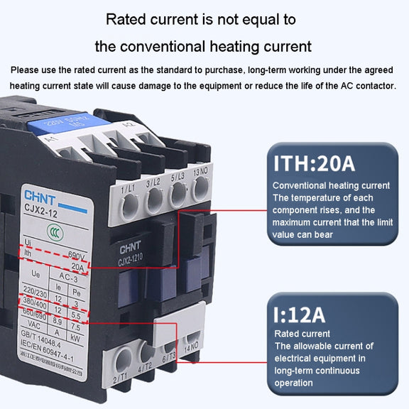 CHNT CJX2-9511 95A 220V Silver Alloy Contacts Multi-Purpose Single-Phase AC Contactor