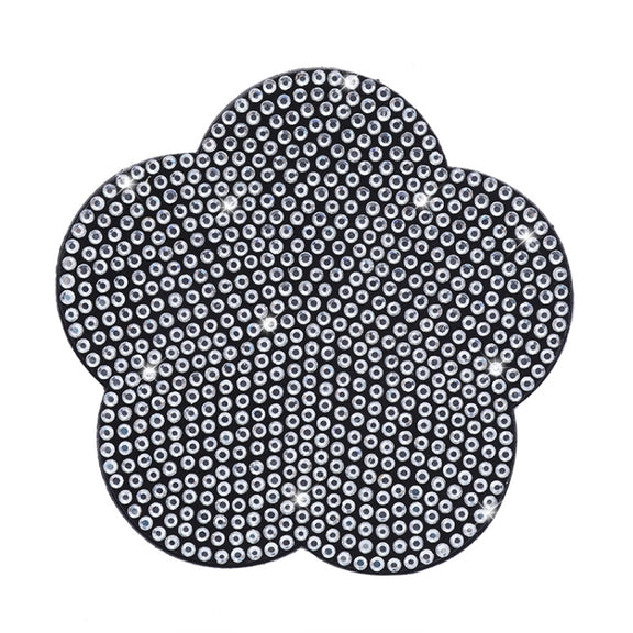 Car-mounted Diamond-filled Plum Blossom Decorated PVC Water Coaster(White)