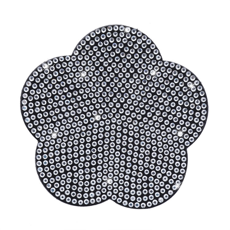Car-mounted Diamond-filled Plum Blossom Decorated PVC Water Coaster(White)