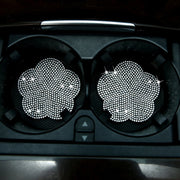 Car-mounted Diamond-filled Plum Blossom Decorated PVC Water Coaster(White)