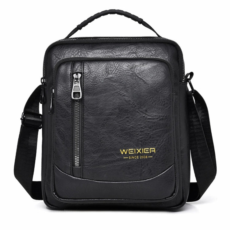 WEIXIER D288 Large Capacity Casual Crossbody Bag Business Water-resistant Single Shoulder Packs(Black)