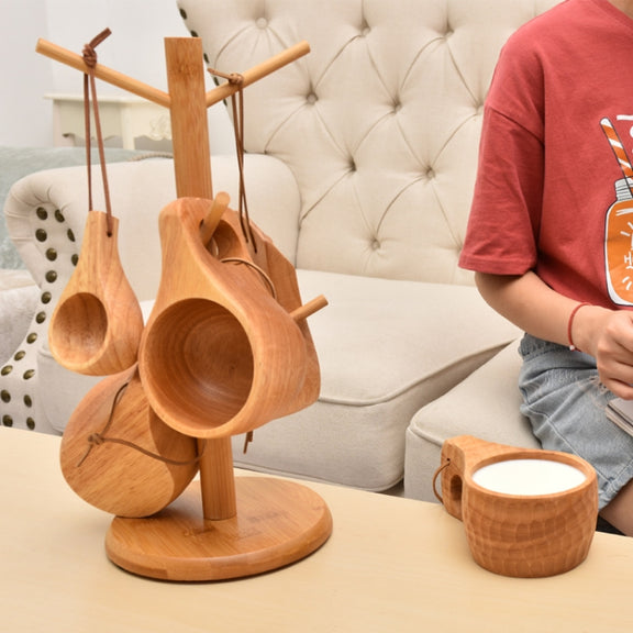 Small Rubber Wood Drawing Cup Frame Home Coffee Tea Cup Frame Drain Storage Shelf