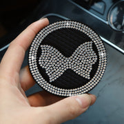 Car Multifunctional Anti-slip Coaster with Diamond Bow Crystal(Black)