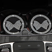 Car Multifunctional Anti-slip Coaster with Diamond Bow Crystal(Red)