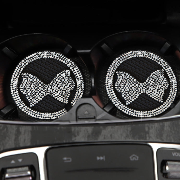 Car Multifunctional Anti-slip Coaster with Diamond Bow Crystal(Black)