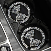 Car Multifunctional Anti-slip Coaster with Diamond Bow Crystal(White)