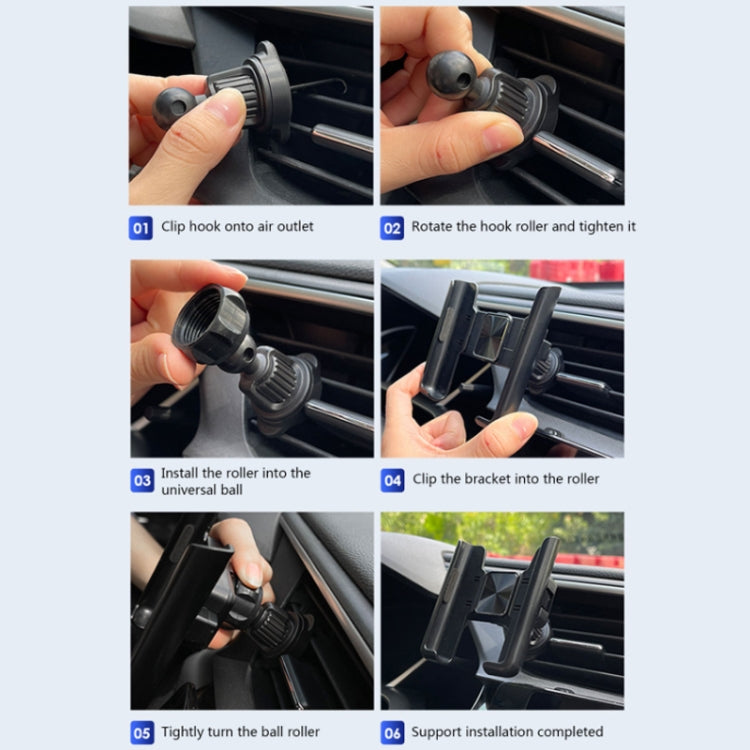 Car Air Outlet Rotatable Snap-on Base Mobile Phone Navigation Bracket(Black)