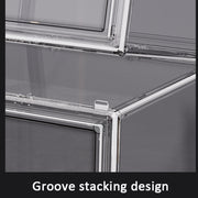 Stackable Transparent Storage Box Magnetic Suction Bookcase Handbag Display Rack, Style: Side Opening