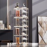Stackable Transparent Storage Box Magnetic Suction Bookcase Handbag Display Rack, Style: Side Opening
