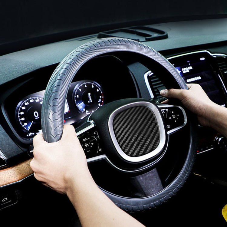 For 36cm-40cm Diameter Steering Wheel Car Silicone Protective Cover Wear Resistant Non-Slip Tire Pattern Driving Grip Sleeve(Gray)