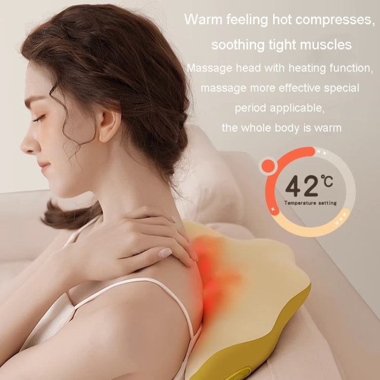 Multi-Function Lumbar Massager Car Cervical Hot Waist Massage Pillow, Specification: Plug-in Model Yellow