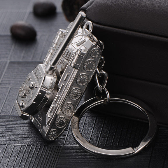 Men Car Pendant Personalized Tank World Model Keychain(Tank Silver)