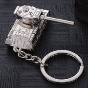Men Car Pendant Personalized Tank World Model Keychain(Tank Silver)