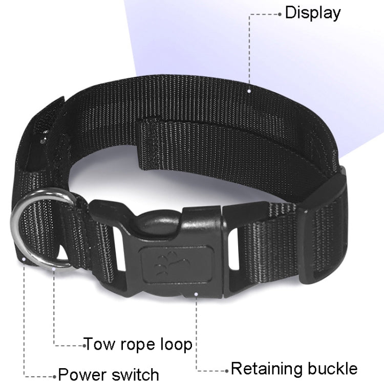 LED Display Pet Collar Rechargeable High Visibility DIY Single Color Collar(Green)