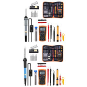 19 in 1 60W Adjustable Temperature Soldering Iron Multimeter Tool Set, Color: Blue US Plug