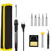 10pcs/ Set 80W Internal Heating Welding Digital Display Soldering Iron Temperature Adjustment Set, Model: Black US Plug