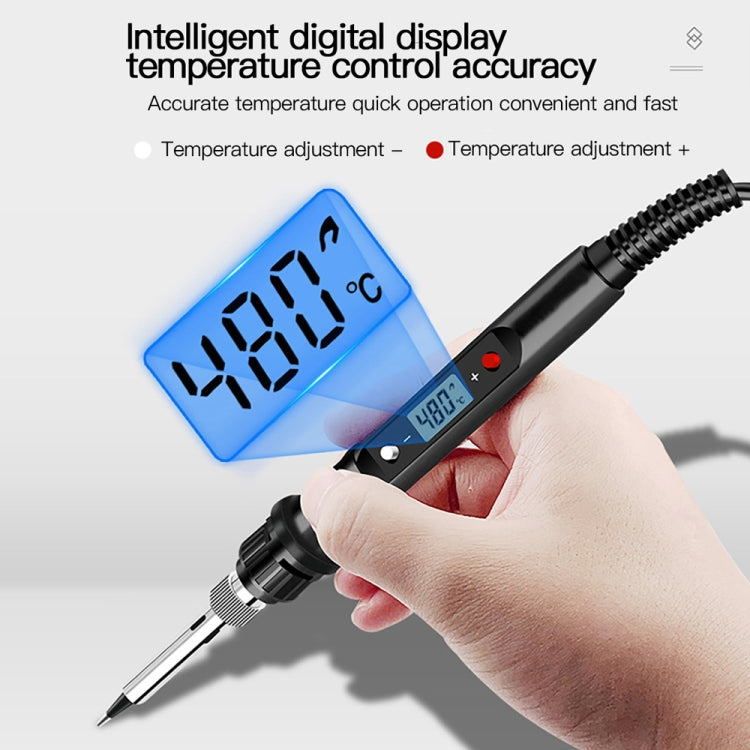 10pcs/ Set 80W Internal Heating Welding Digital Display Soldering Iron Temperature Adjustment Set, Model: Black EU Plug