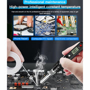 10pcs/ Set 80W Internal Heating Welding Digital Display Soldering Iron Temperature Adjustment Set, Model: Black EU Plug