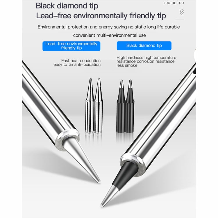 10pcs/ Set 80W Internal Heating Welding Digital Display Soldering Iron Temperature Adjustment Set, Model: Black EU Plug
