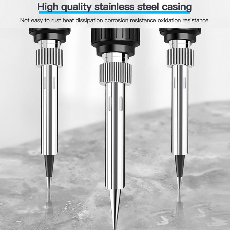 10pcs/ Set 80W Internal Heating Welding Digital Display Soldering Iron Temperature Adjustment Set, Model: Black EU Plug