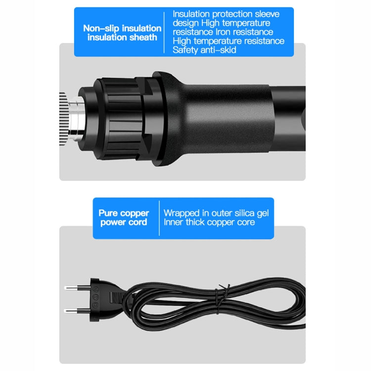 10pcs/ Set 80W Internal Heating Welding Digital Display Soldering Iron Temperature Adjustment Set, Model: Black EU Plug