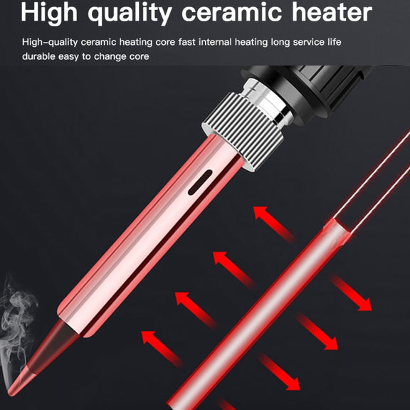10pcs/ Set 80W Internal Heating Welding Digital Display Soldering Iron Temperature Adjustment Set, Model: Black EU Plug