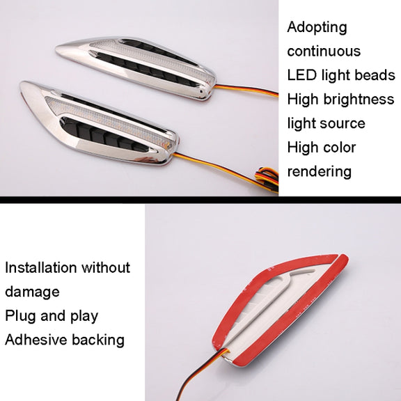 2pcs Car Fender Blade Dynamic Side Marker Lights 12V LED High Bright Daytime Running Lights(Blue)