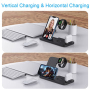 4-in-1 Foldable Desktop Mobile Phone Watch Earphones Wireless Charger(White)