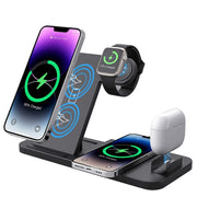 4-in-1 Foldable Desktop Mobile Phone Watch Earphones Wireless Charger(White)