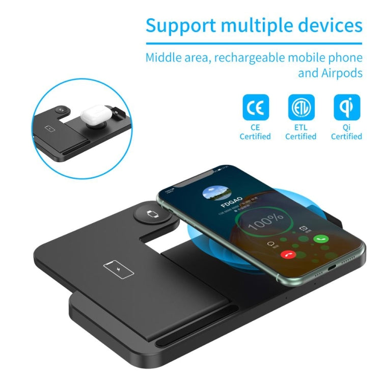 4-in-1 Foldable Desktop Mobile Phone Watch Earphones Wireless Charger(White)