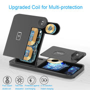 4-in-1 Foldable Desktop Mobile Phone Watch Earphones Wireless Charger(White)