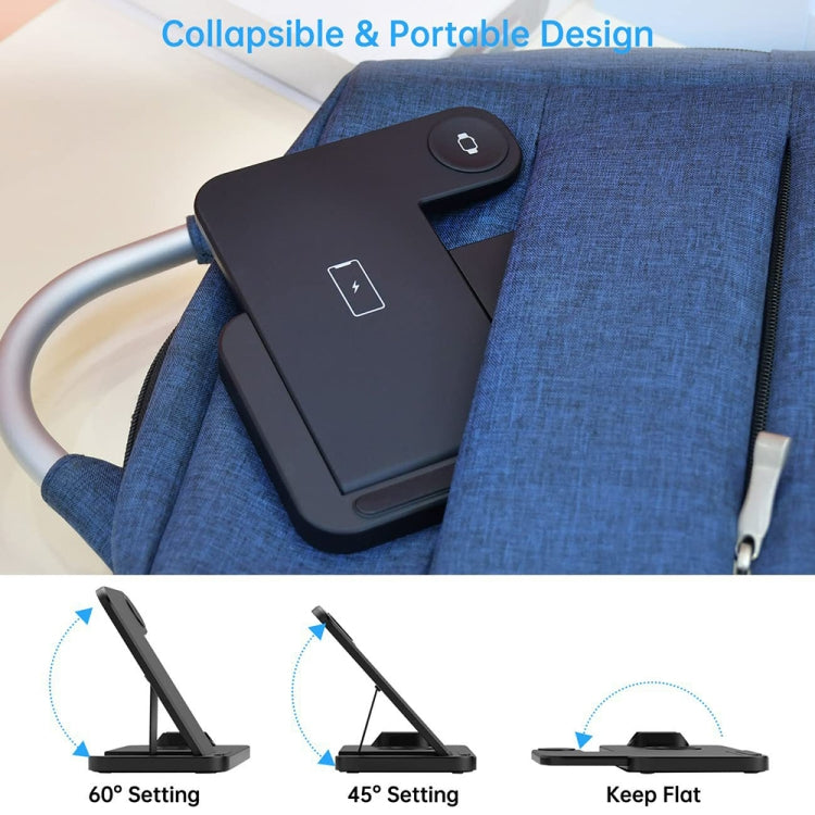 4-in-1 Foldable Desktop Mobile Phone Watch Earphones Wireless Charger(White)